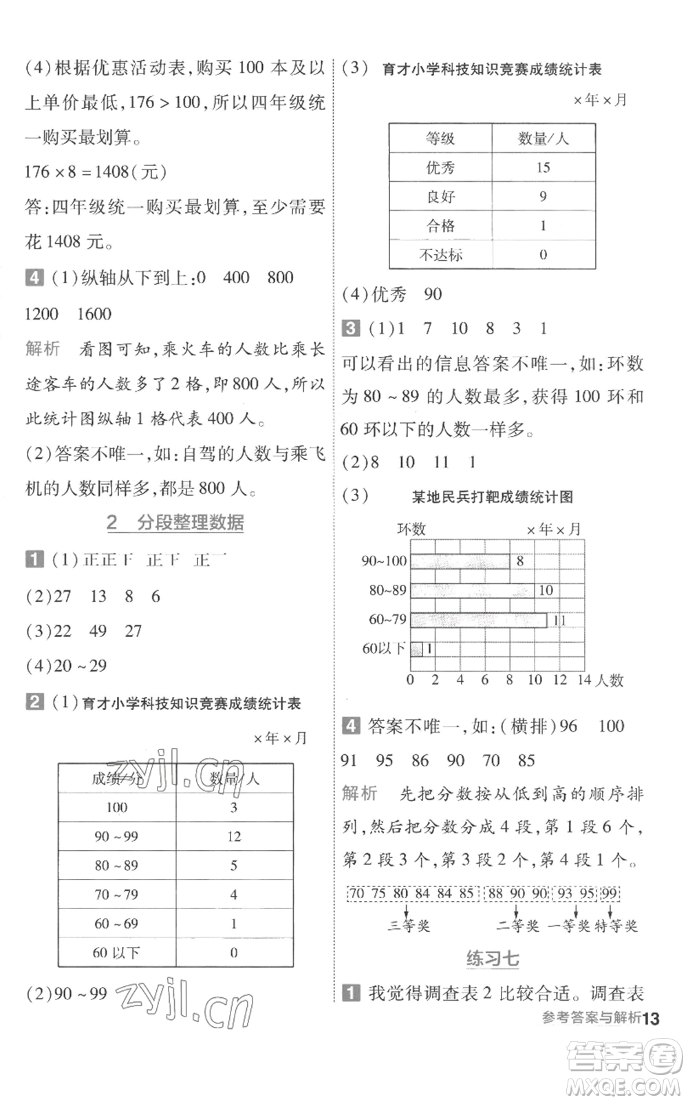 南京師范大學(xué)出版社2022秋季一遍過四年級上冊數(shù)學(xué)蘇教版參考答案