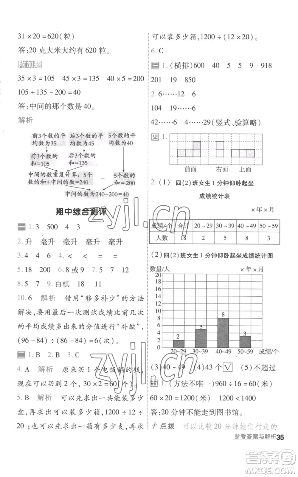 南京師范大學(xué)出版社2022秋季一遍過四年級上冊數(shù)學(xué)蘇教版參考答案