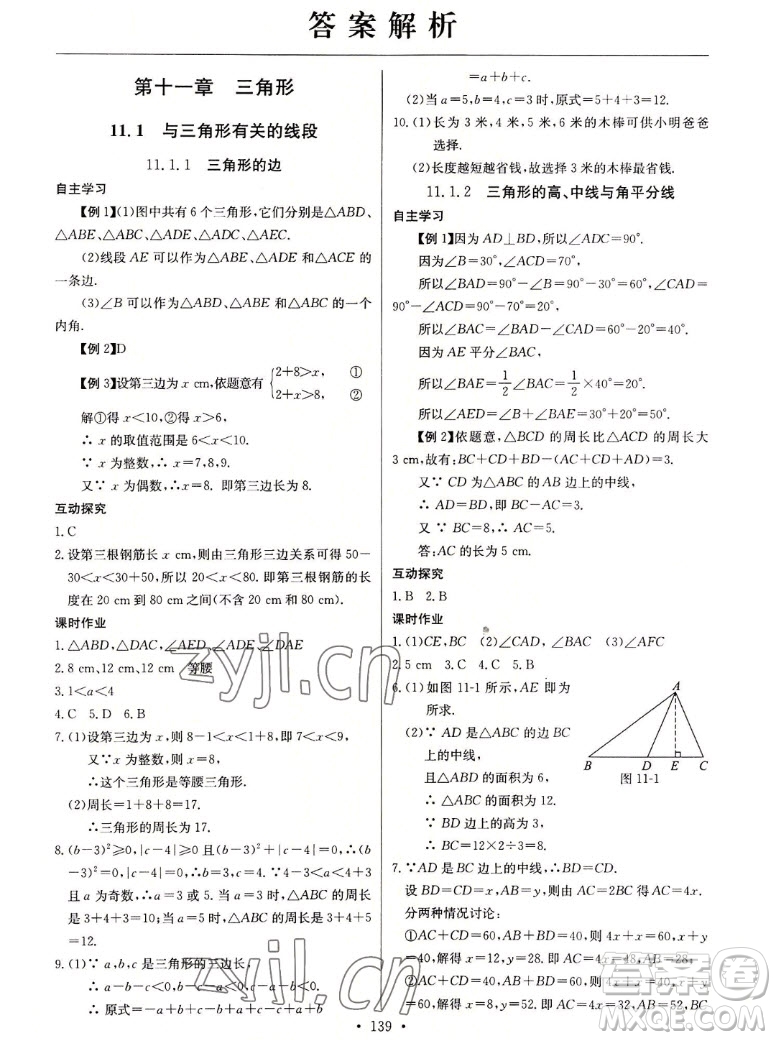 長(zhǎng)江少年兒童出版社2022長(zhǎng)江全能學(xué)案同步練習(xí)冊(cè)數(shù)學(xué)八年級(jí)上冊(cè)人教版答案