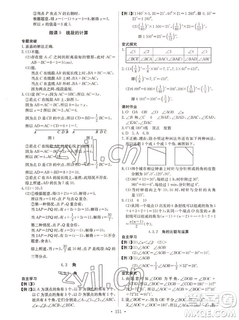 長(zhǎng)江少年兒童出版社2022秋長(zhǎng)江全能學(xué)案同步練習(xí)冊(cè)數(shù)學(xué)七年級(jí)上冊(cè)人教版答案