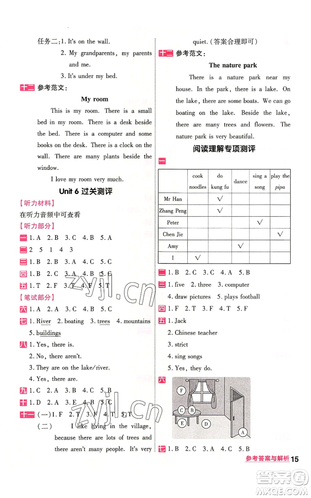 南京師范大學(xué)出版社2022秋季一遍過五年級上冊英語人教版參考答案