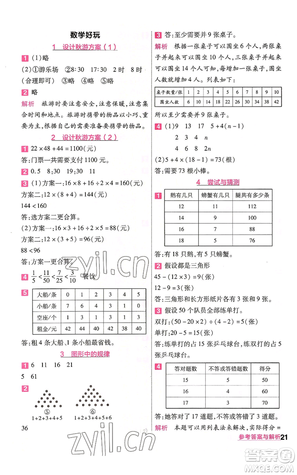 南京師范大學(xué)出版社2022秋季一遍過(guò)五年級(jí)上冊(cè)數(shù)學(xué)北師大版參考答案