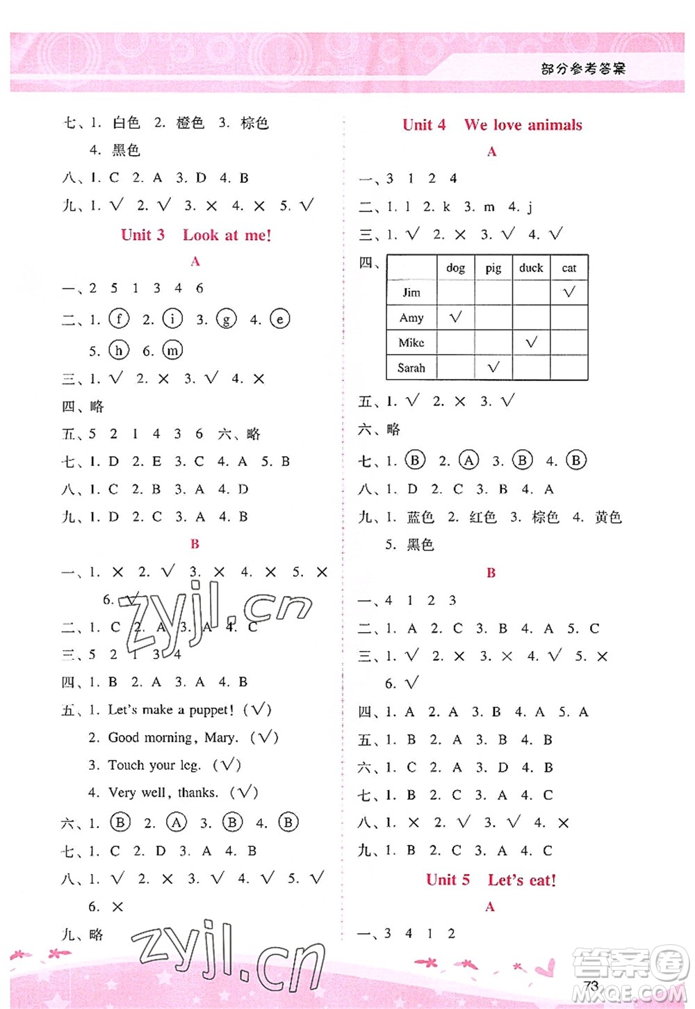 廣西師范大學(xué)出版社2022新課程學(xué)習(xí)輔導(dǎo)三年級英語上冊人教版答案