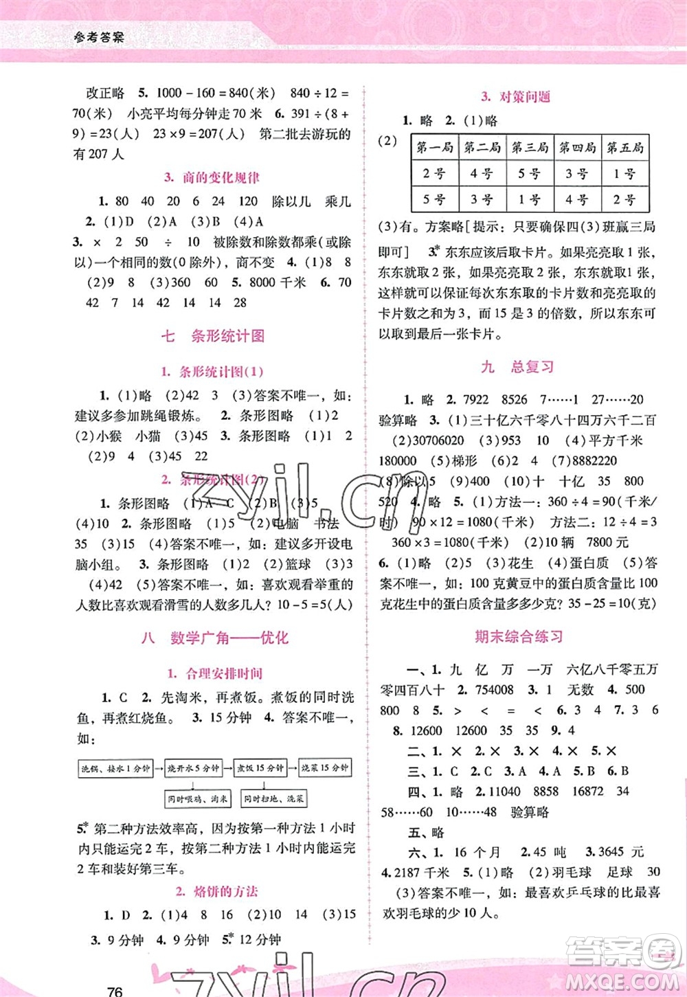 廣西師范大學出版社2022新課程學習輔導四年級數學上冊人教版答案