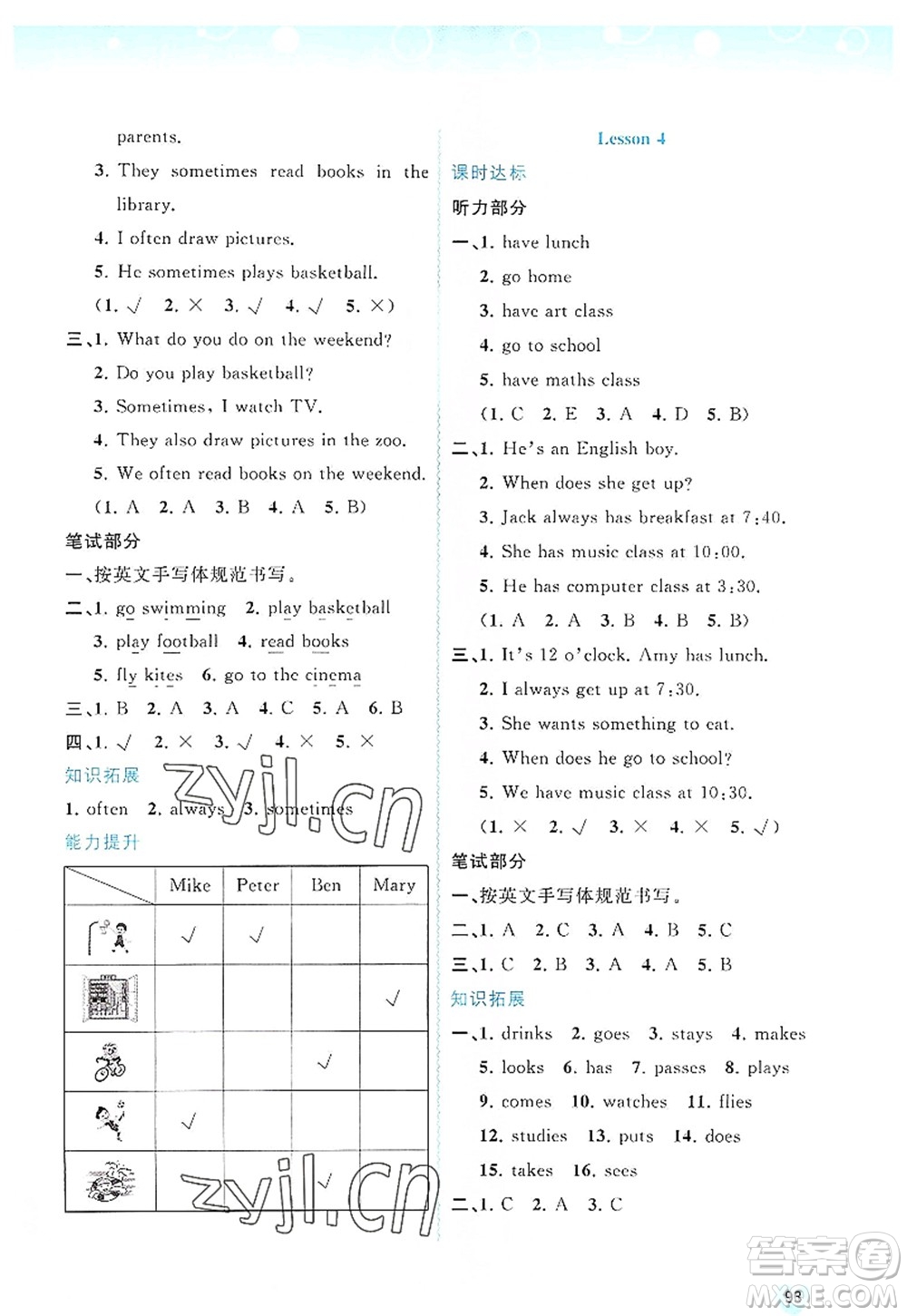 廣西師范大學(xué)出版社2022新課程學(xué)習(xí)與測(cè)評(píng)同步學(xué)習(xí)五年級(jí)英語(yǔ)上冊(cè)接力版答案