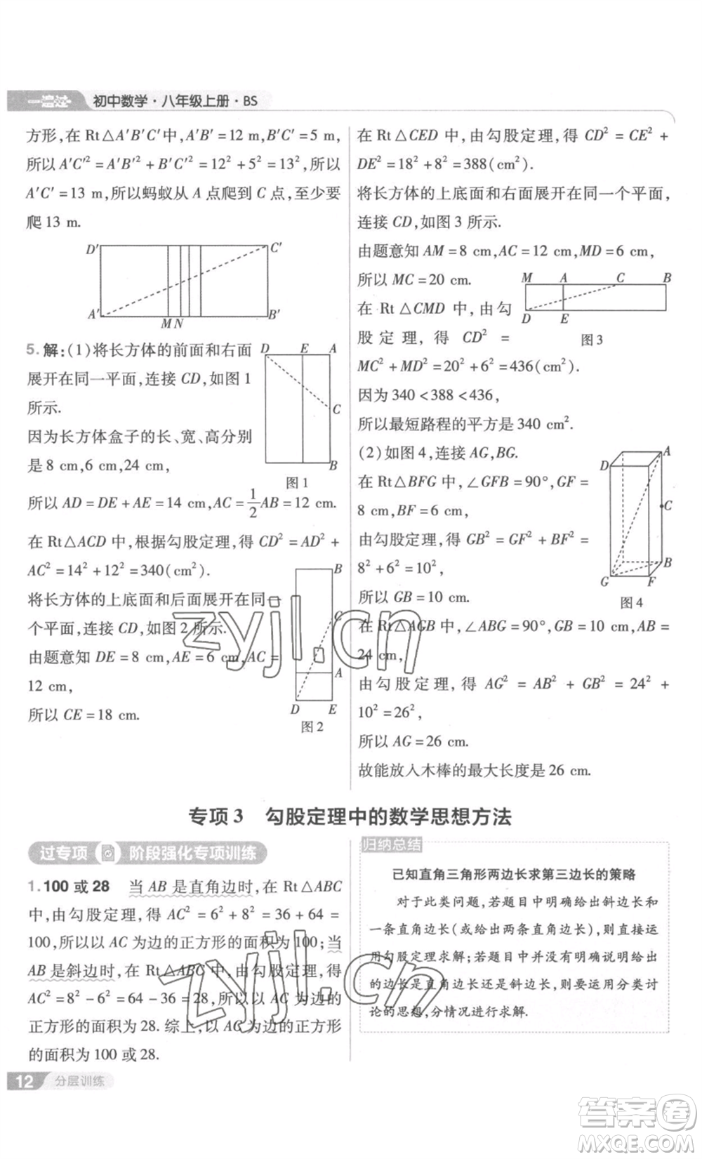 南京師范大學(xué)出版社2022秋季一遍過八年級(jí)上冊(cè)數(shù)學(xué)北師大版參考答案