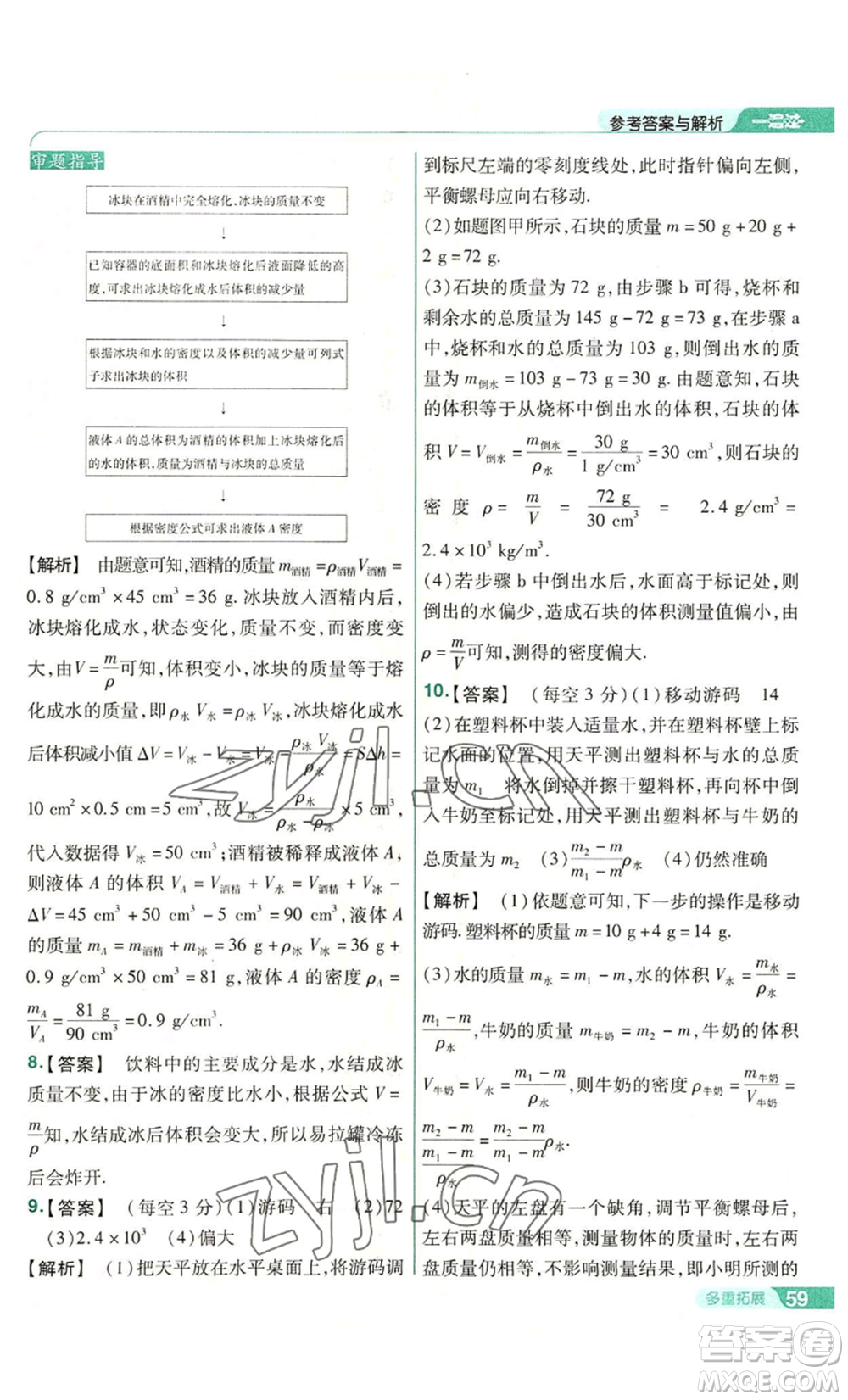 南京師范大學(xué)出版社2022秋季一遍過(guò)八年級(jí)上冊(cè)物理滬科版參考答案