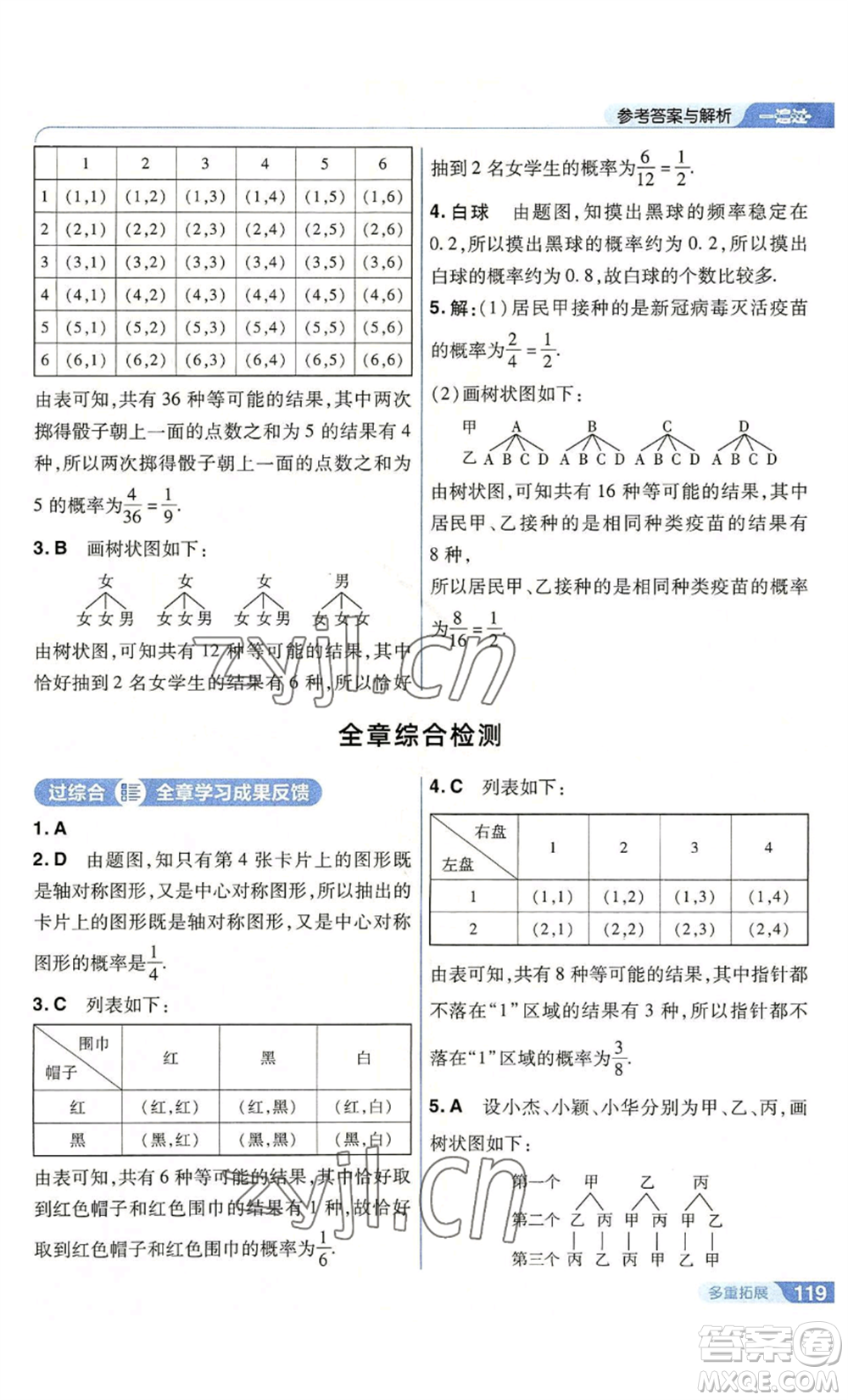 南京師范大學(xué)出版社2022秋季一遍過(guò)九年級(jí)上冊(cè)數(shù)學(xué)人教版參考答案