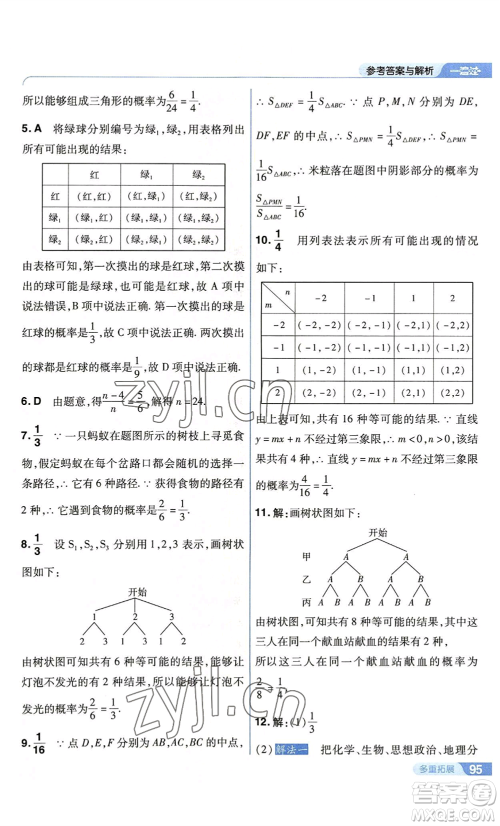 南京師范大學出版社2022秋季一遍過九年級上冊數(shù)學蘇科版參考答案