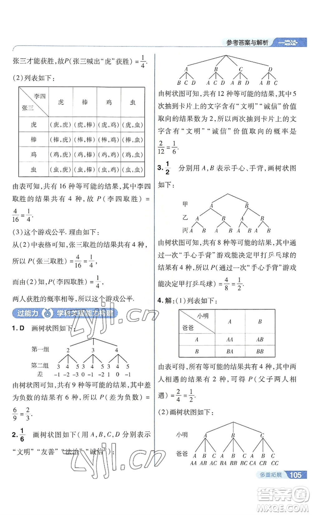 南京師范大學(xué)出版社2022秋季一遍過(guò)九年級(jí)上冊(cè)數(shù)學(xué)華東師大版參考答案