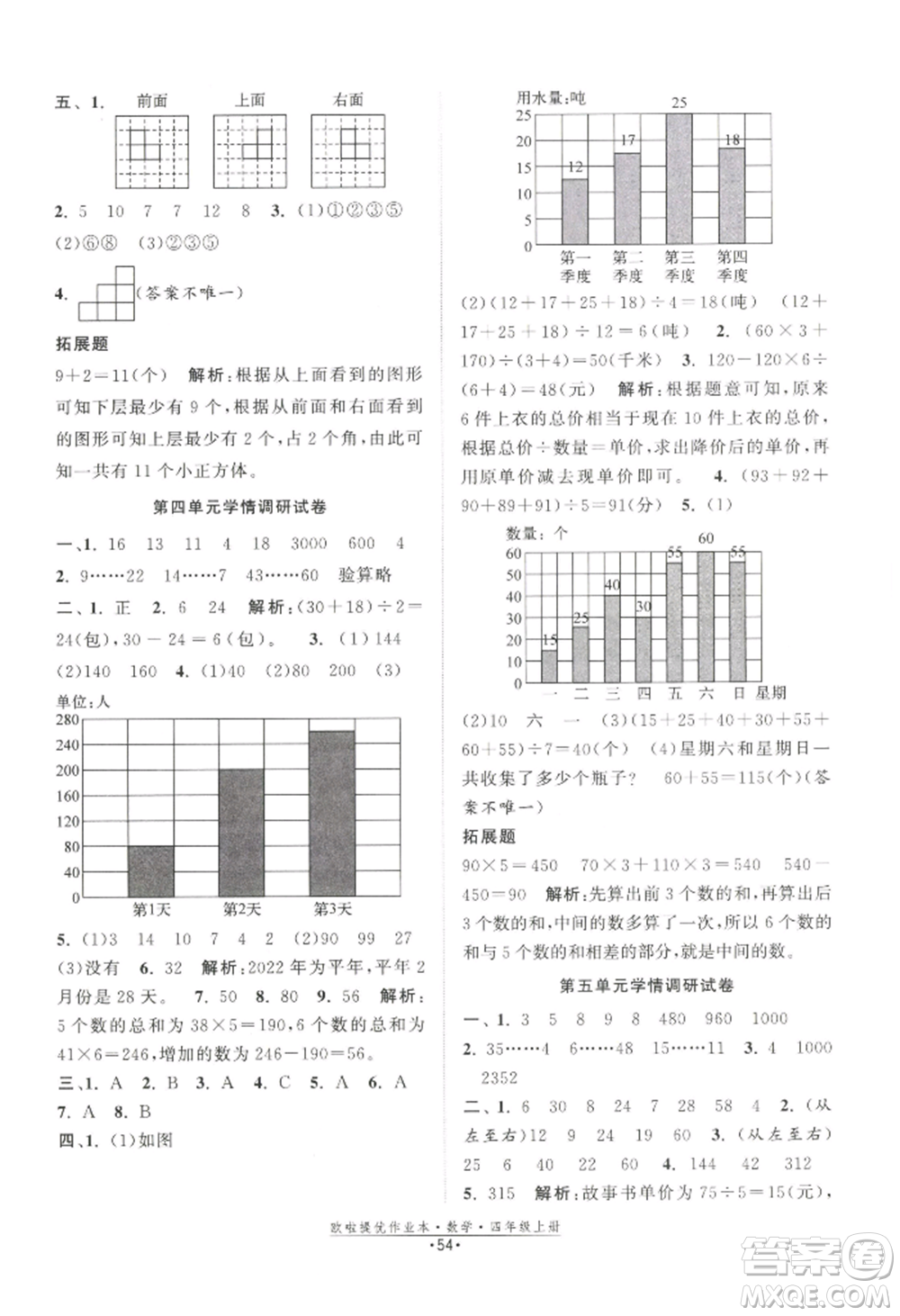 江蘇鳳凰美術(shù)出版社2022歐啦提優(yōu)作業(yè)本四年級(jí)上冊(cè)數(shù)學(xué)蘇教版參考答案