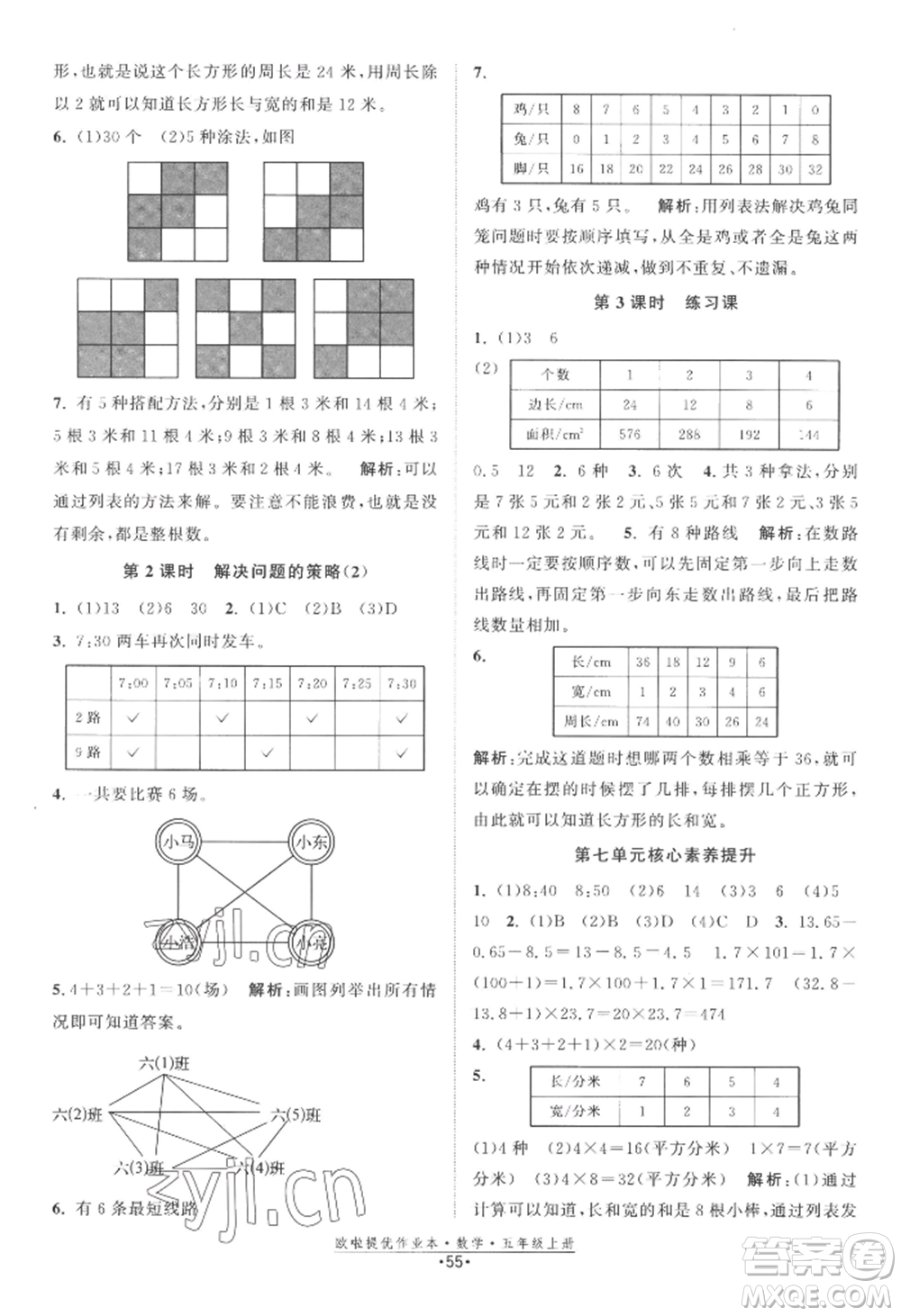 江蘇鳳凰美術(shù)出版社2022歐啦提優(yōu)作業(yè)本五年級(jí)上冊數(shù)學(xué)蘇教版參考答案