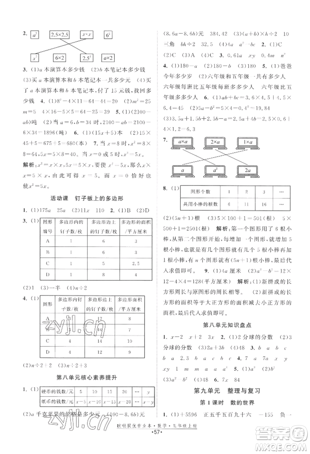 江蘇鳳凰美術(shù)出版社2022歐啦提優(yōu)作業(yè)本五年級(jí)上冊數(shù)學(xué)蘇教版參考答案