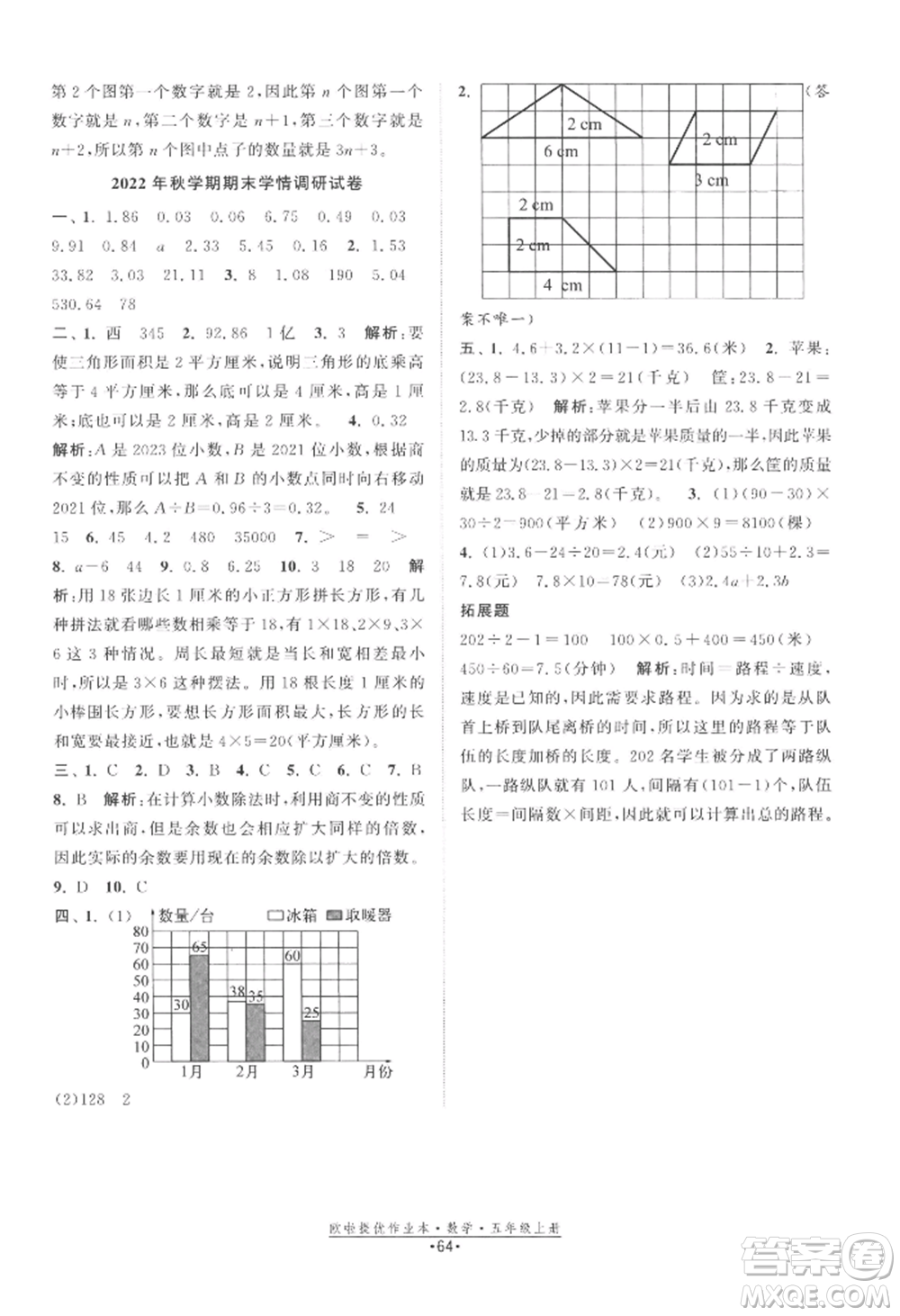 江蘇鳳凰美術(shù)出版社2022歐啦提優(yōu)作業(yè)本五年級(jí)上冊數(shù)學(xué)蘇教版參考答案