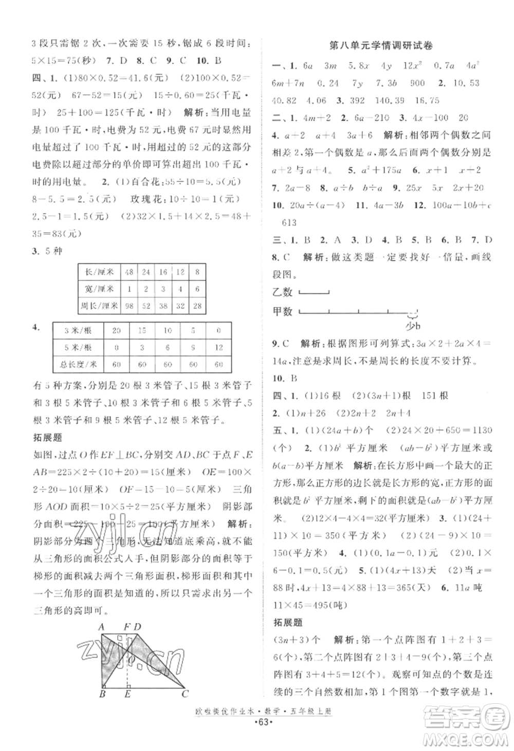 江蘇鳳凰美術(shù)出版社2022歐啦提優(yōu)作業(yè)本五年級(jí)上冊數(shù)學(xué)蘇教版參考答案