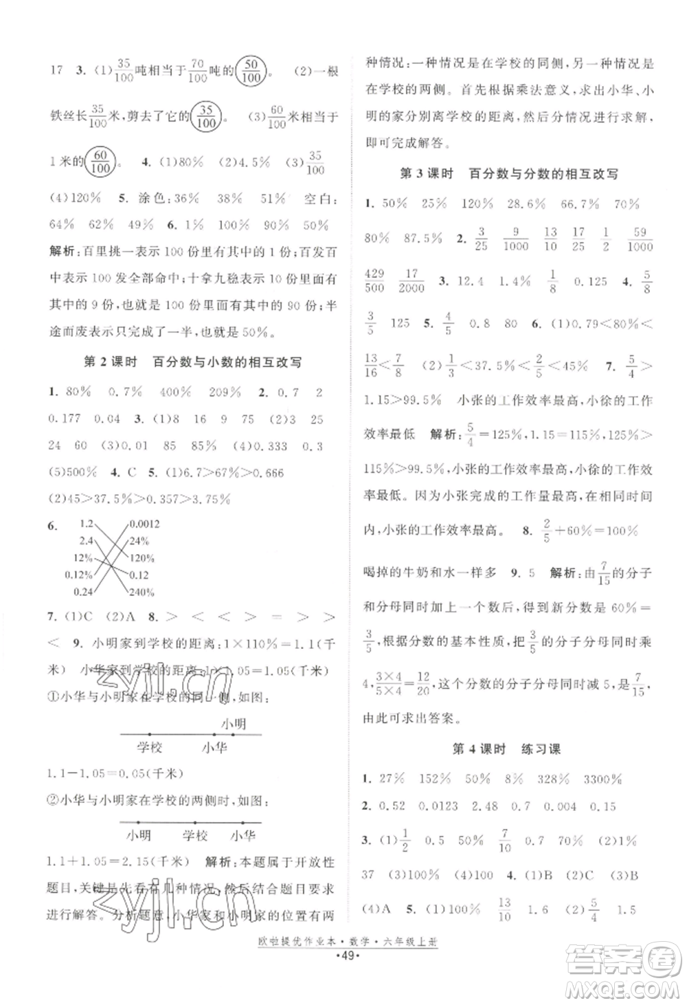 江蘇鳳凰美術出版社2022歐啦提優(yōu)作業(yè)本六年級上冊數(shù)學蘇教版參考答案