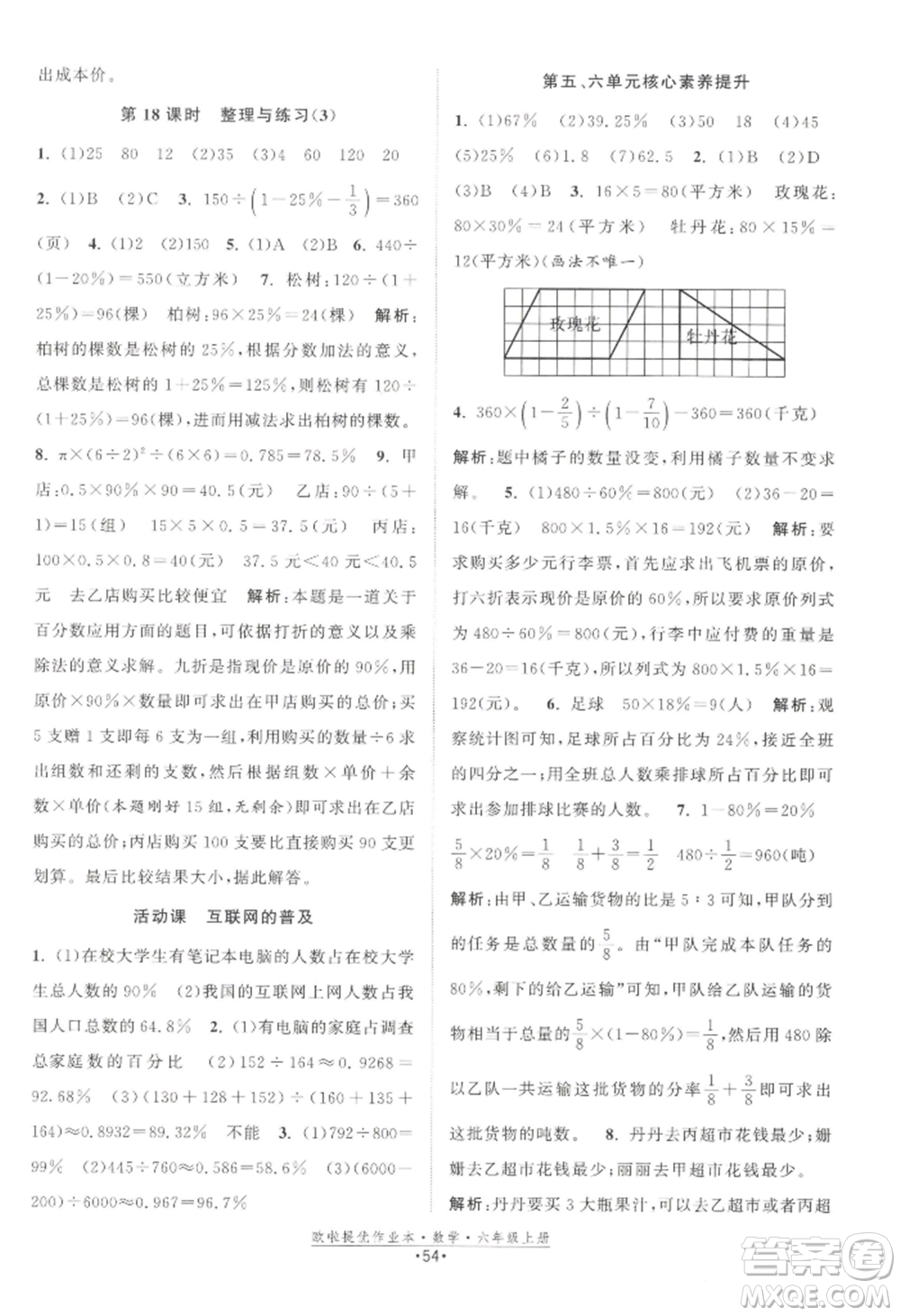 江蘇鳳凰美術出版社2022歐啦提優(yōu)作業(yè)本六年級上冊數(shù)學蘇教版參考答案