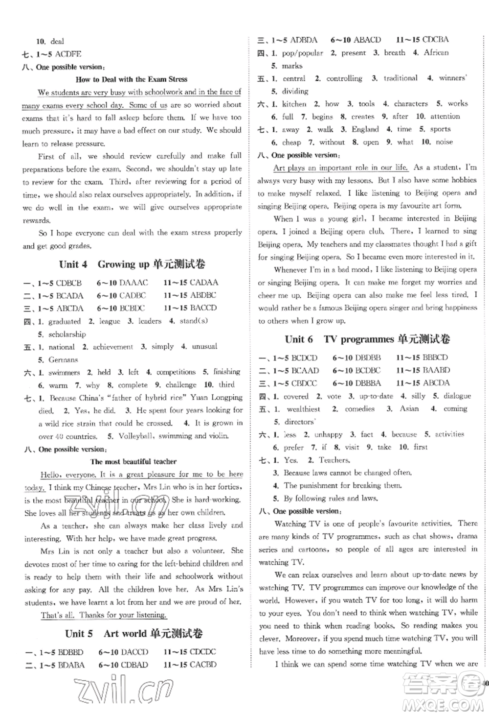 延邊大學(xué)出版社2022南通小題課時作業(yè)本九年級上冊英語譯林版江蘇專版參考答案