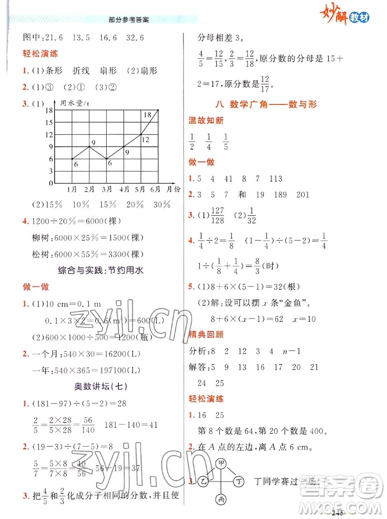 新疆青少年出版社2022秋妙解教材數(shù)學六年級上冊人教版答案