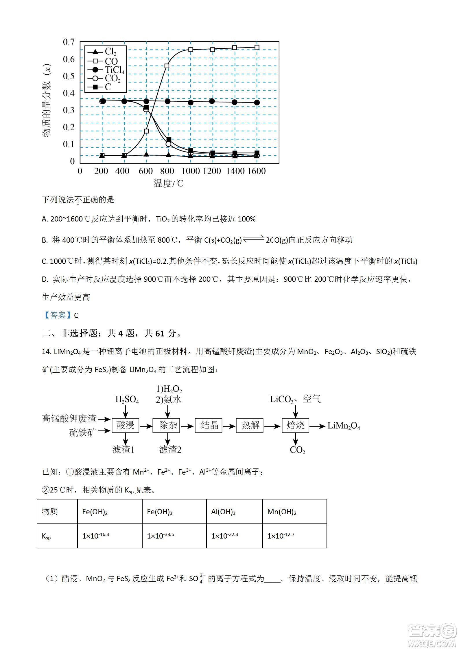 南京市2023屆高三年級(jí)學(xué)情調(diào)研化學(xué)試題及答案