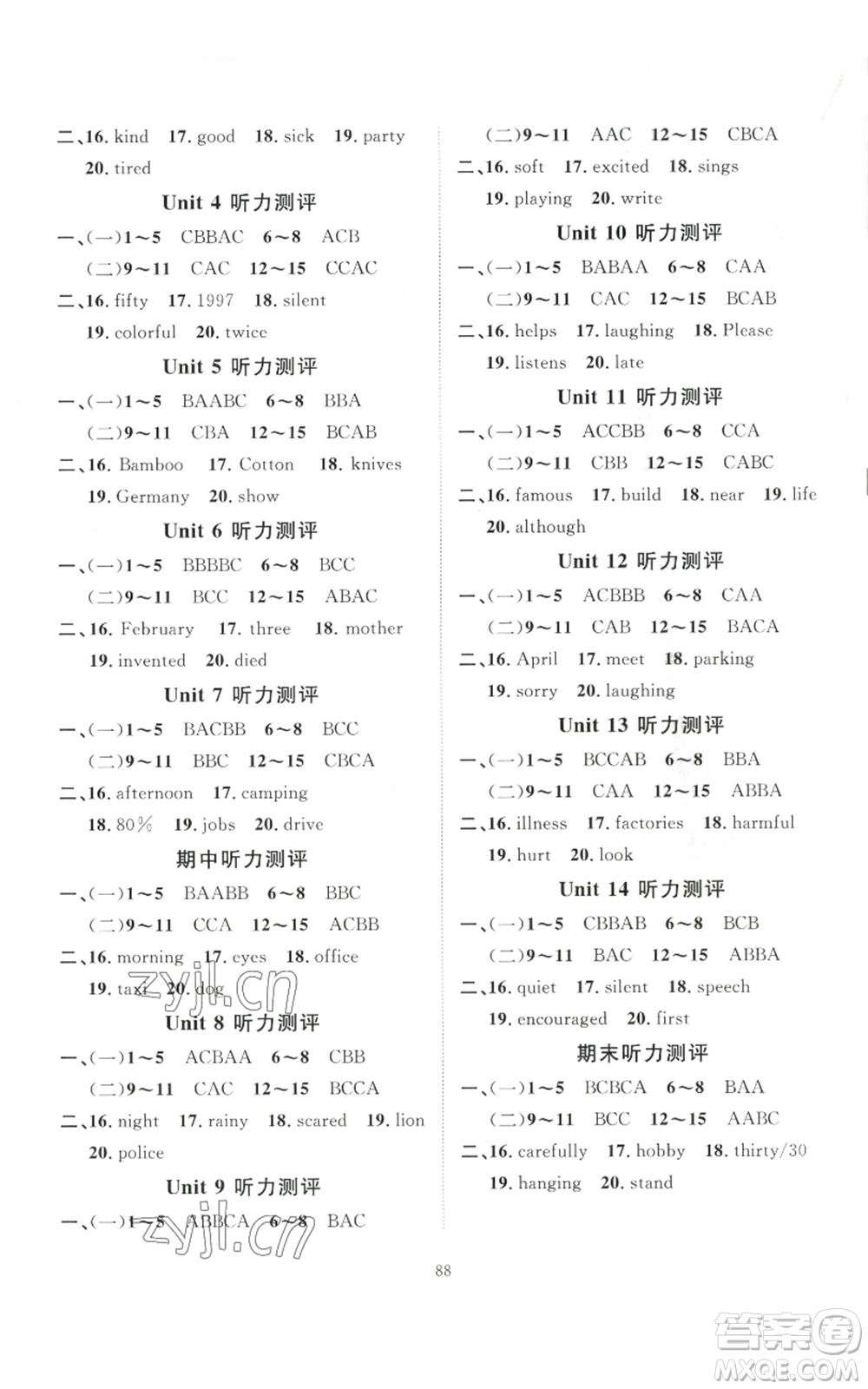 吉林教育出版社2022秋季優(yōu)+學(xué)案課時(shí)通九年級(jí)英語(yǔ)人教版濟(jì)寧專版參考答案