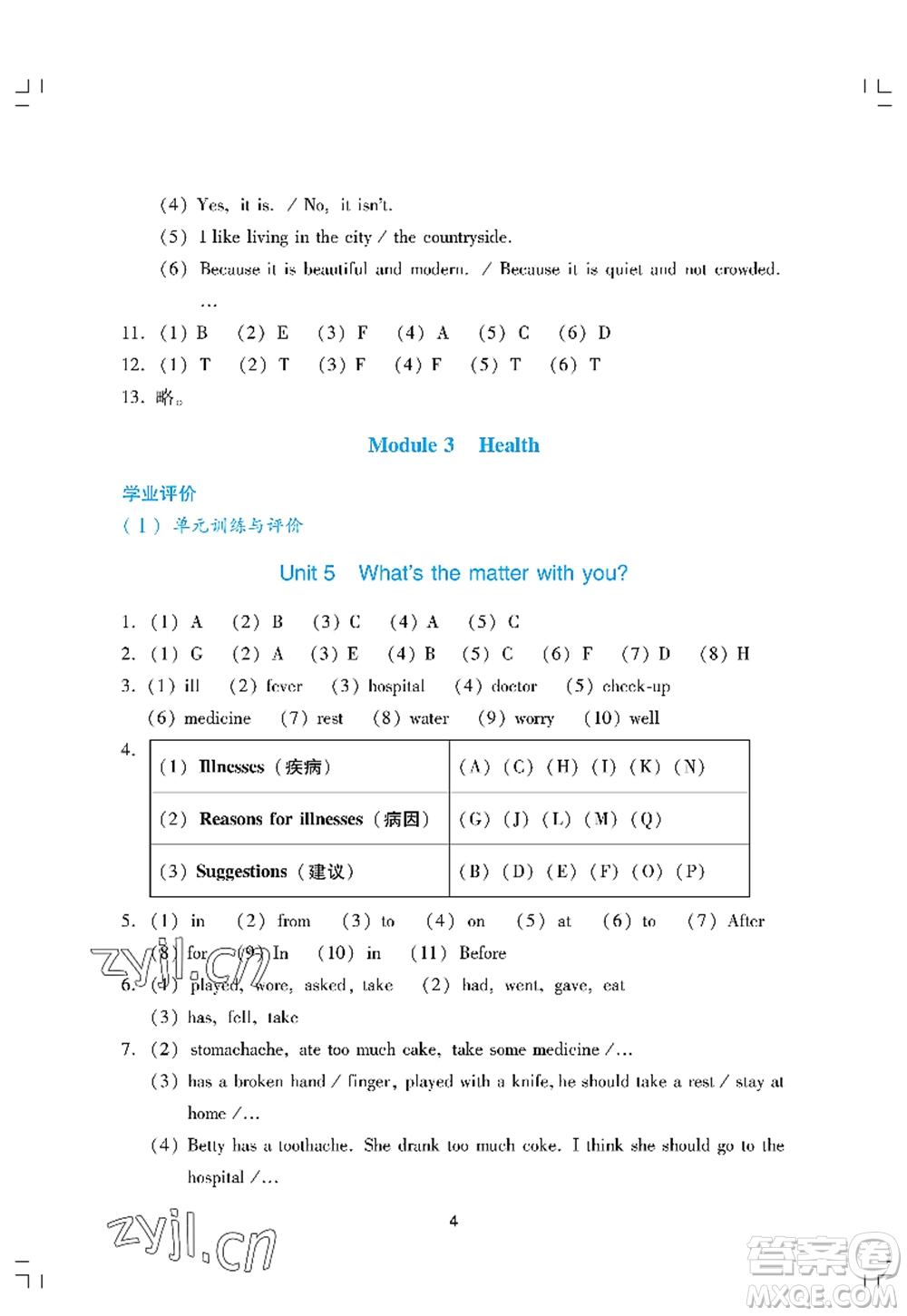 廣州出版社2022陽光學(xué)業(yè)評價六年級英語上冊教科版答案