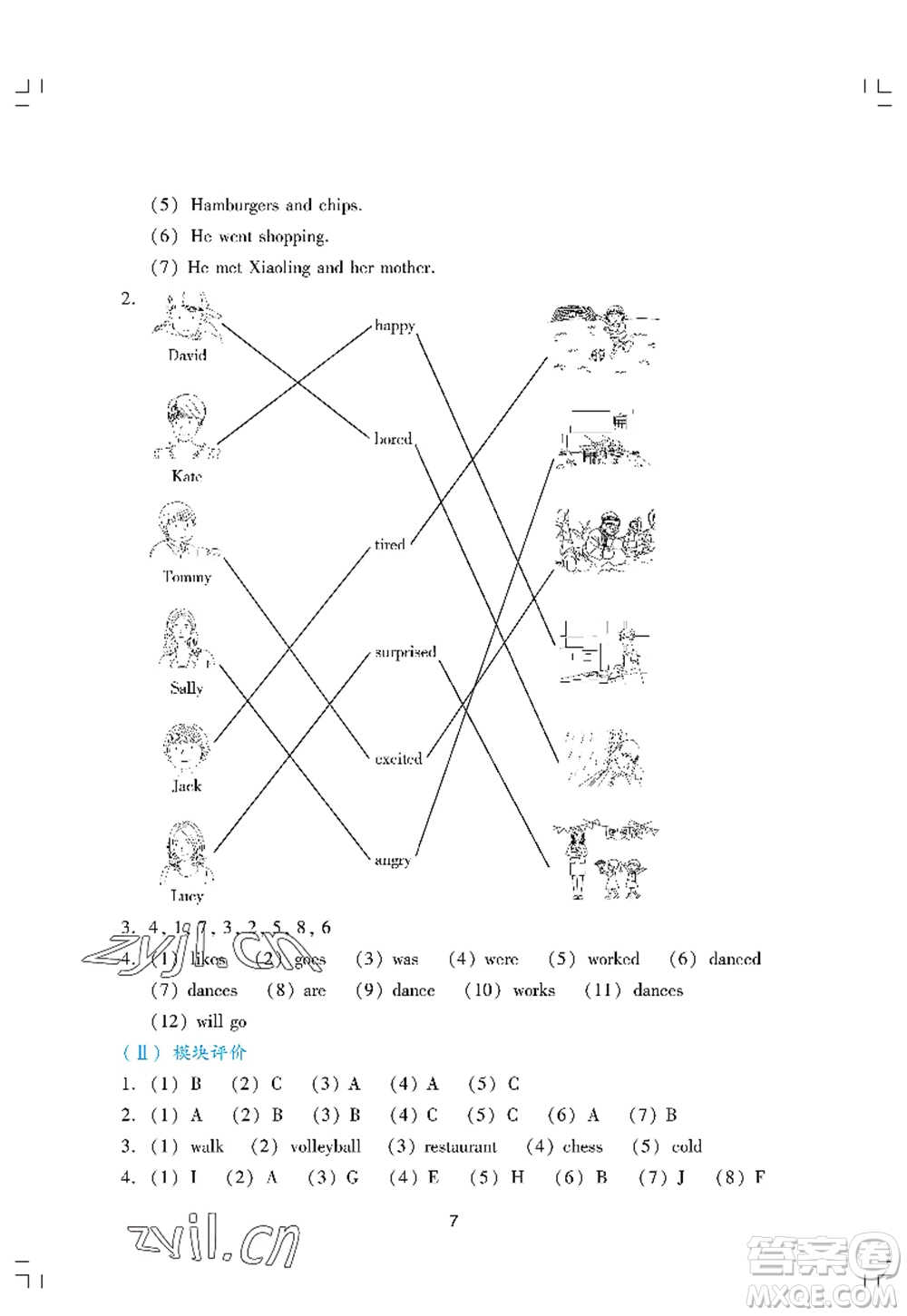 廣州出版社2022陽光學(xué)業(yè)評價六年級英語上冊教科版答案