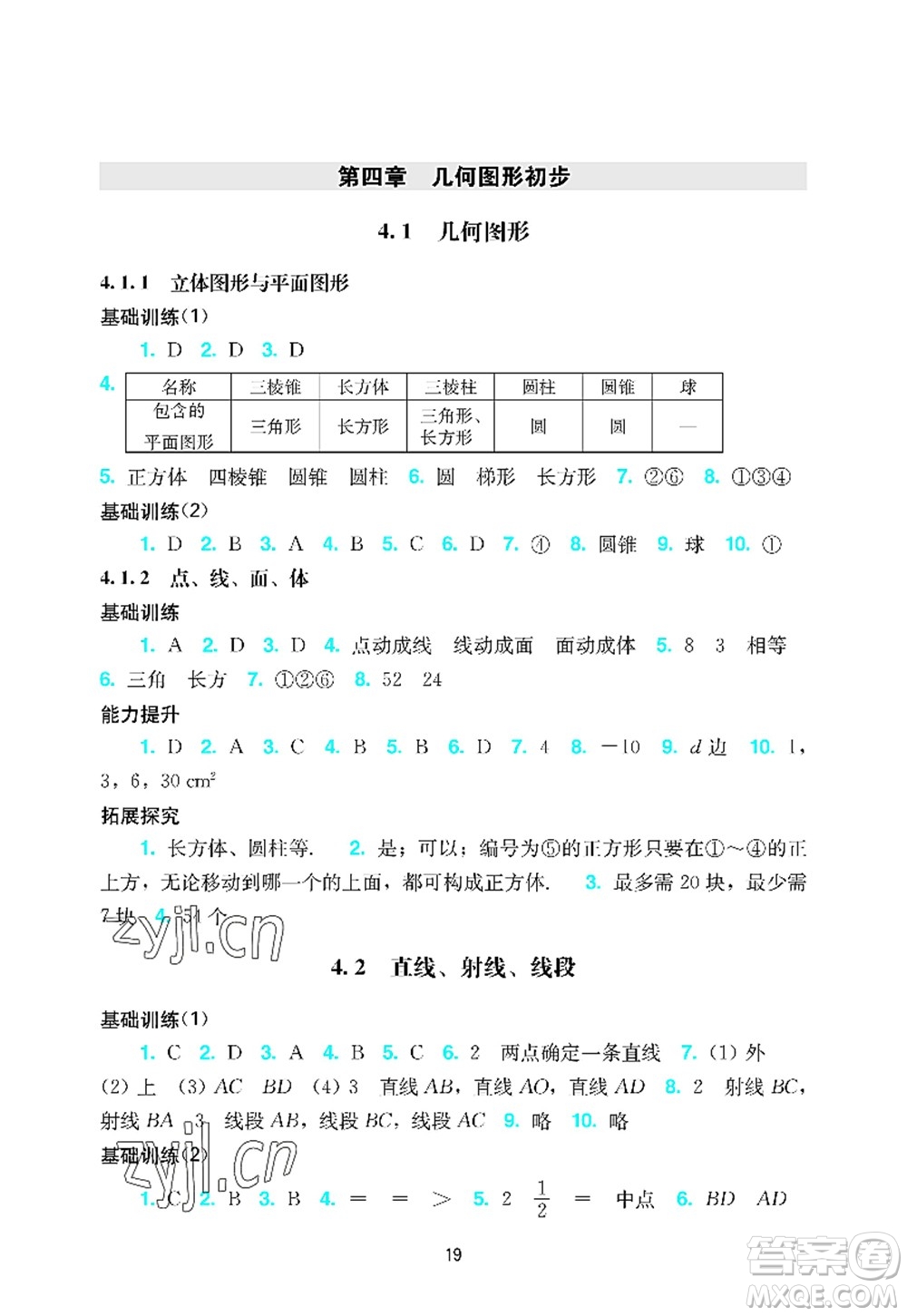 廣州出版社2022陽光學(xué)業(yè)評價七年級數(shù)學(xué)上冊人教版答案