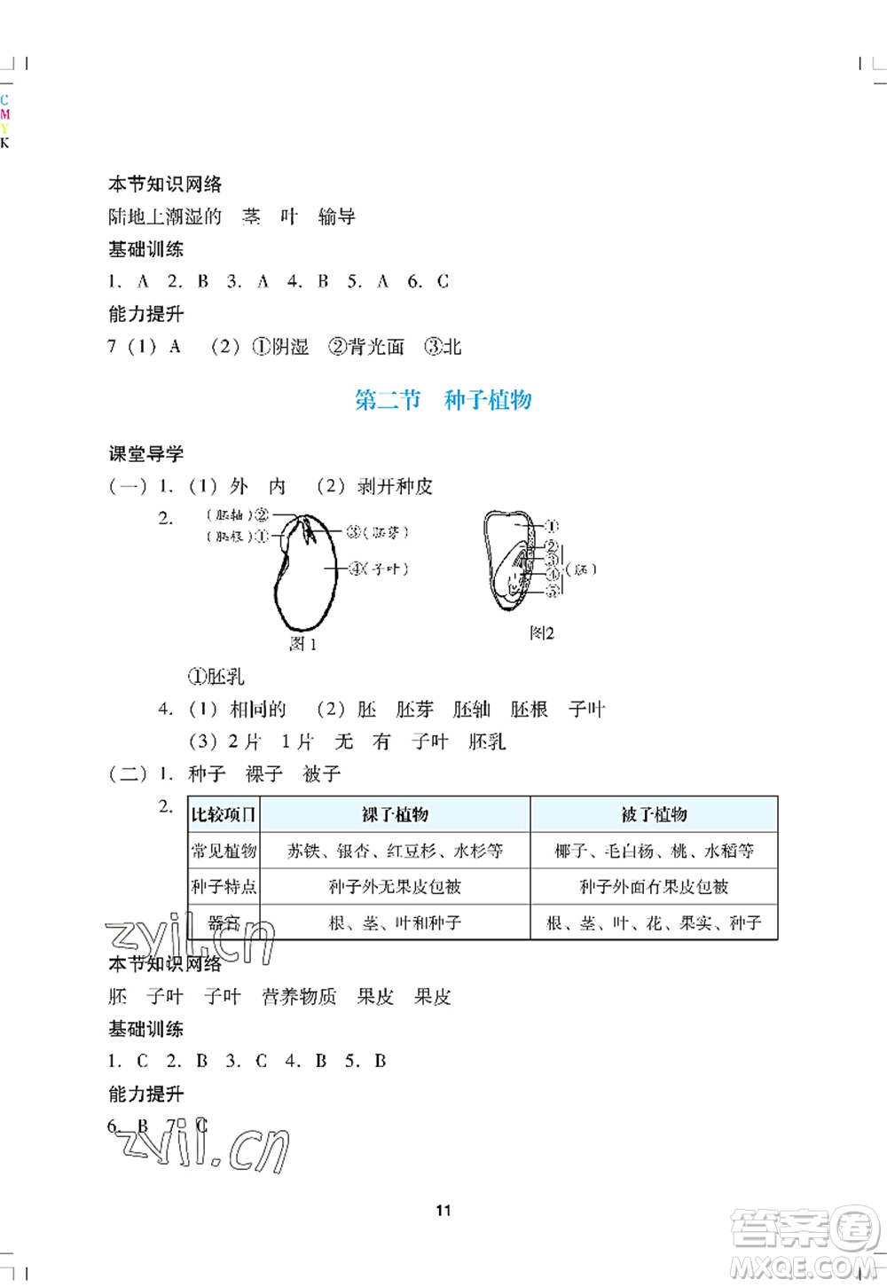 廣州出版社2022陽光學(xué)業(yè)評價七年級生物上冊人教版答案