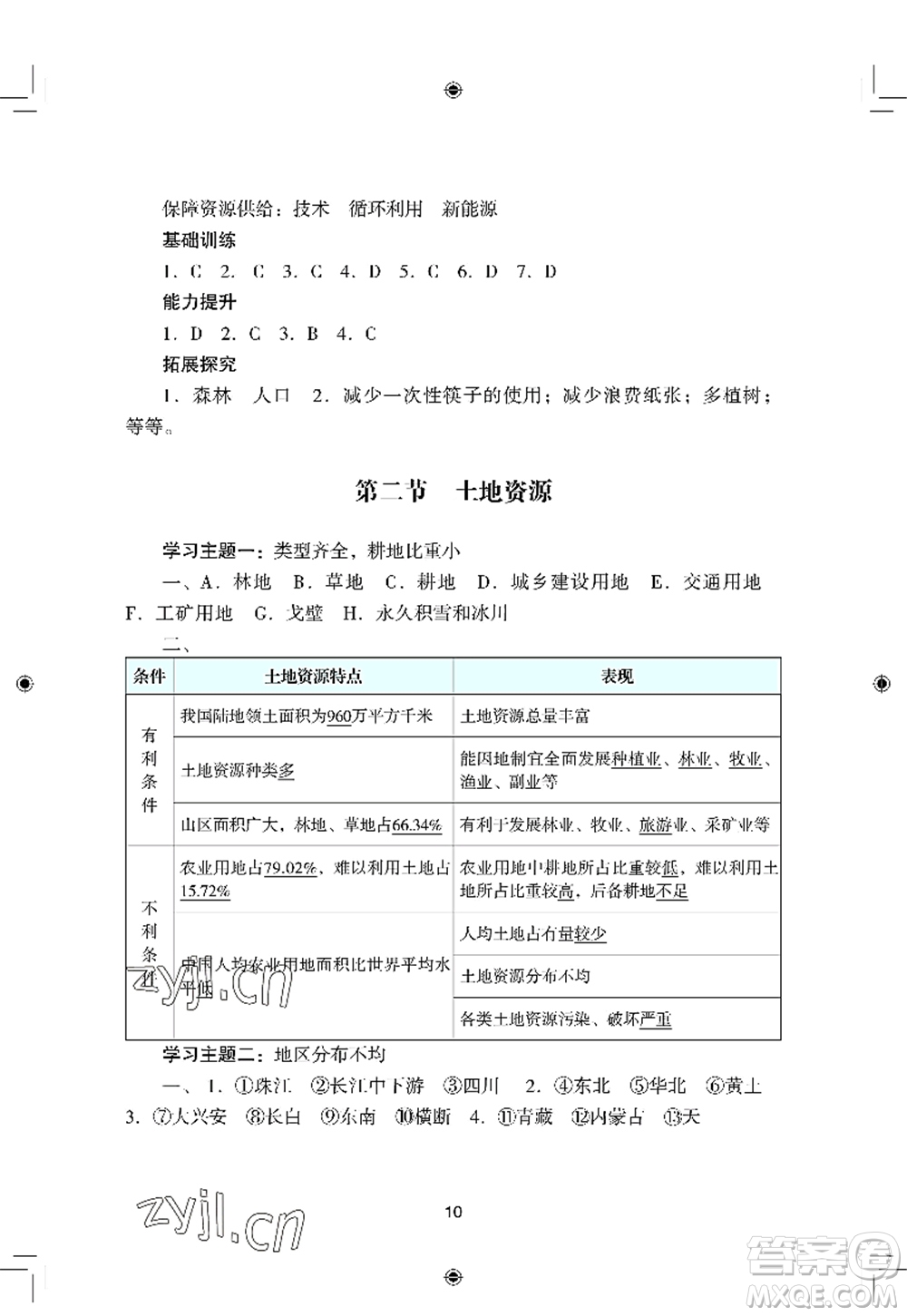 廣州出版社2022陽(yáng)光學(xué)業(yè)評(píng)價(jià)八年級(jí)地理上冊(cè)人教版答案