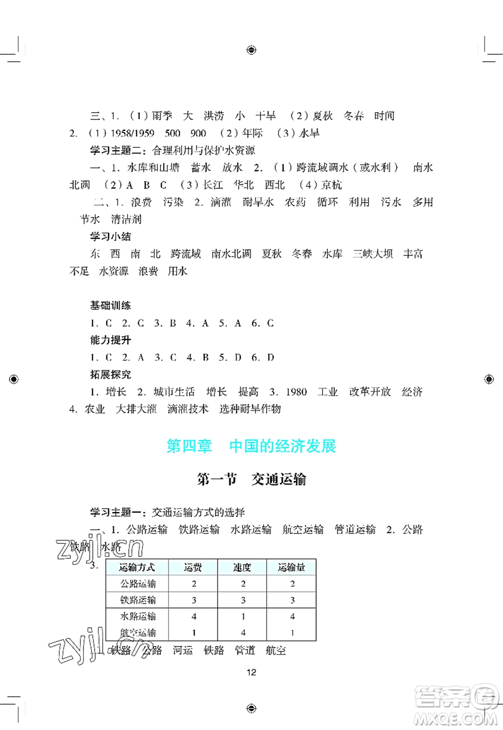 廣州出版社2022陽(yáng)光學(xué)業(yè)評(píng)價(jià)八年級(jí)地理上冊(cè)人教版答案