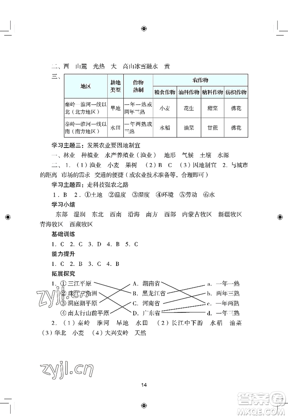 廣州出版社2022陽(yáng)光學(xué)業(yè)評(píng)價(jià)八年級(jí)地理上冊(cè)人教版答案