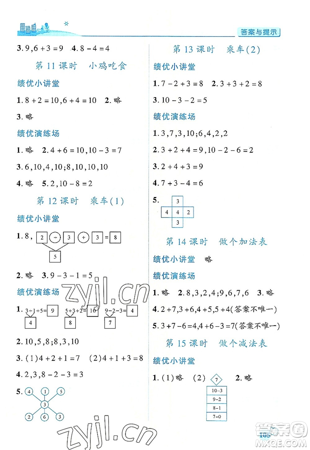 陜西師范大學(xué)出版總社有限公司2022績優(yōu)學(xué)案一年級上冊數(shù)學(xué)人教版參考答案