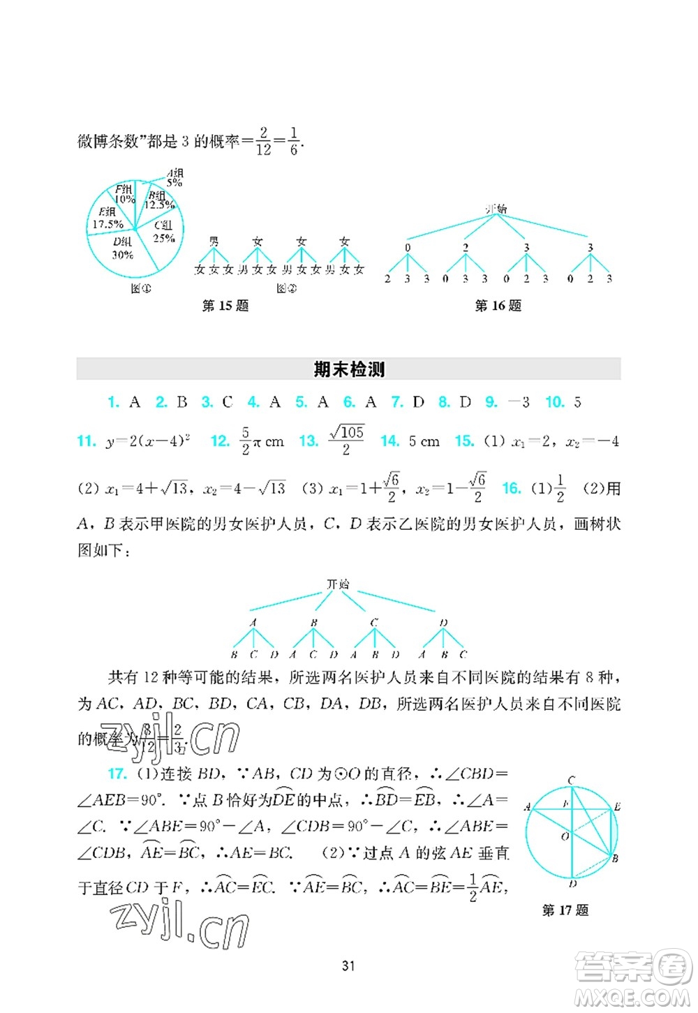 廣州出版社2022陽光學業(yè)評價九年級數(shù)學上冊人教版答案