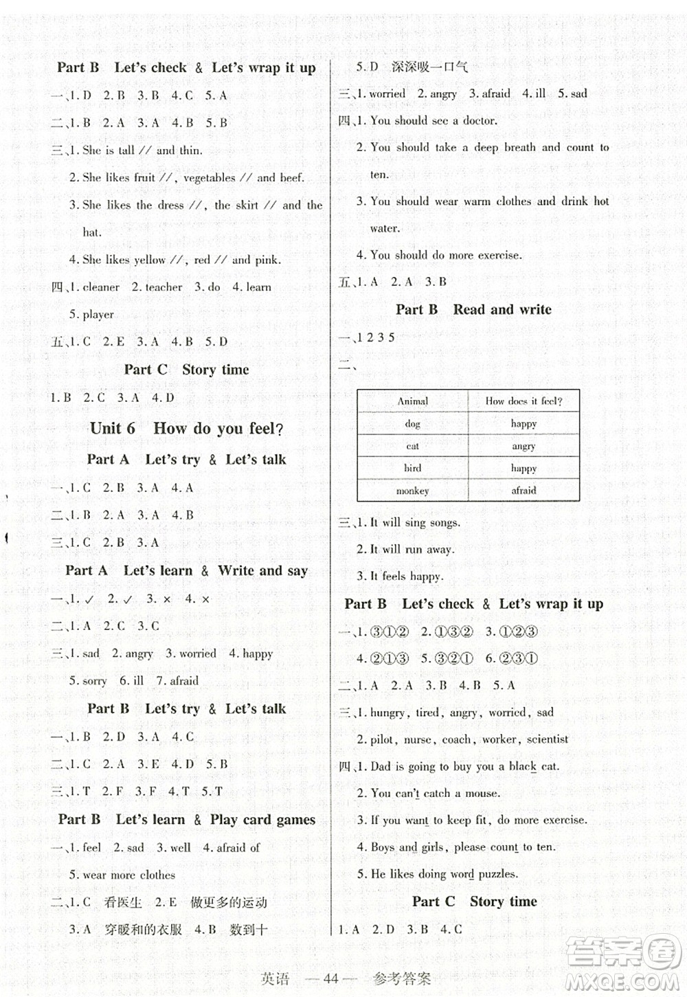 二十一世紀(jì)出版社2022新課程新練習(xí)六年級(jí)英語(yǔ)上冊(cè)PEP版答案