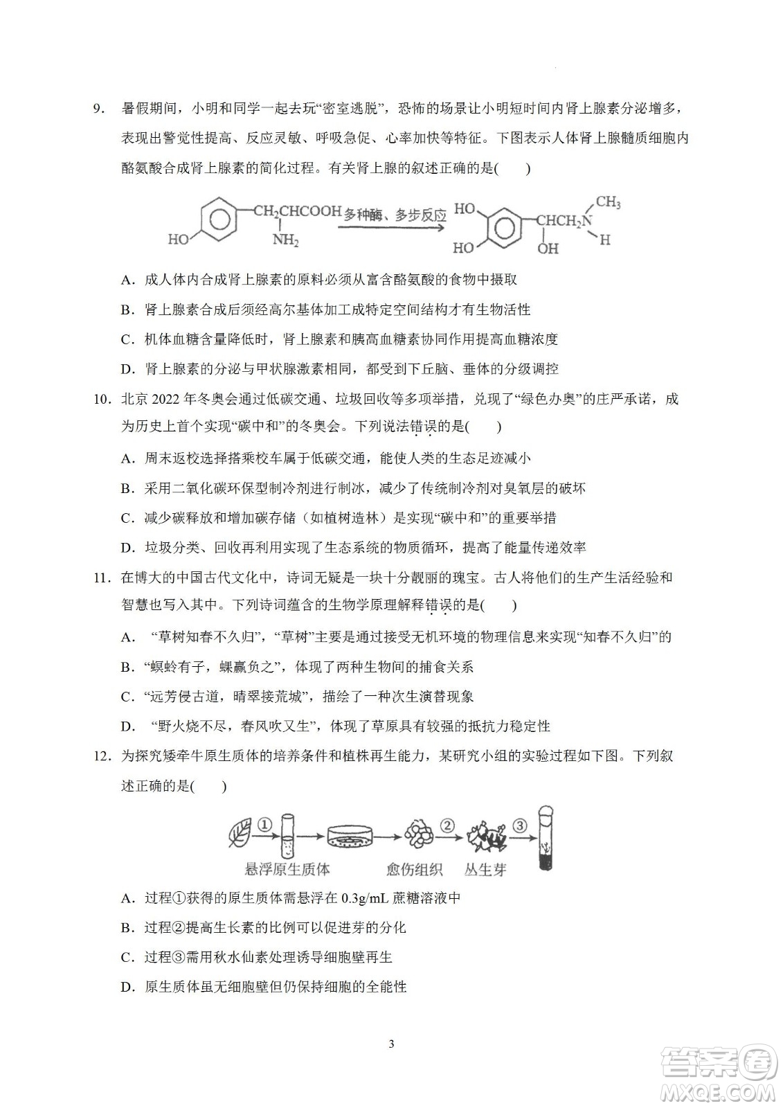 汕頭市金山中學(xué)2023屆高三第一學(xué)期摸底考試生物試題及答案