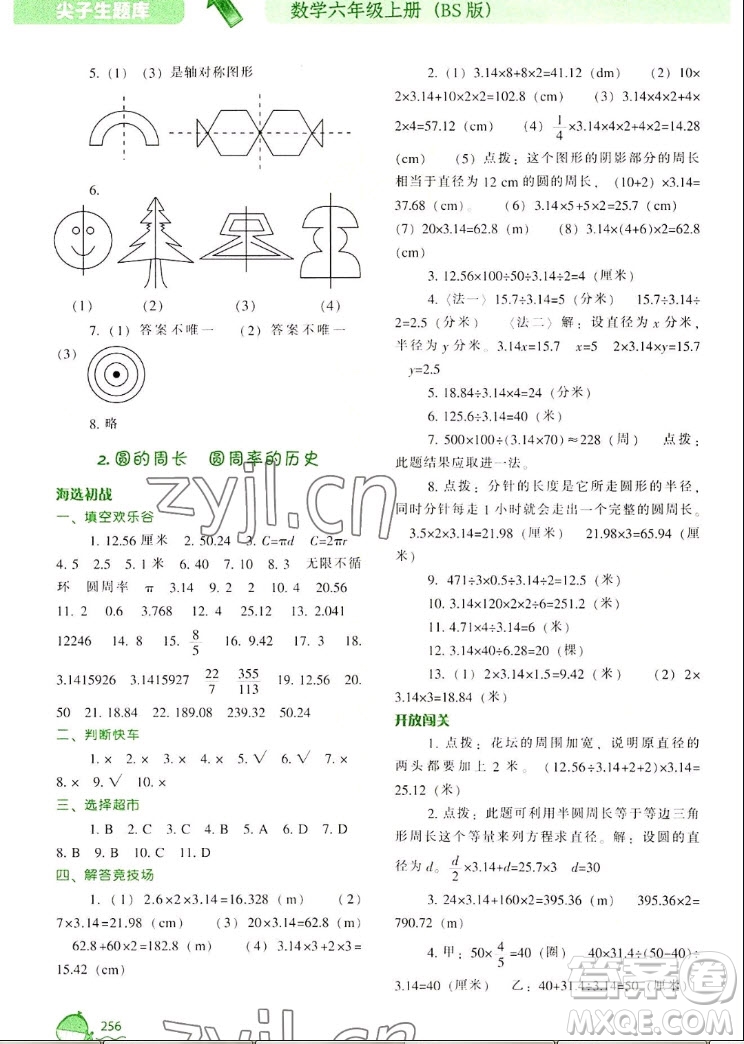 遼寧教育出版社2022秋尖子生題庫數(shù)學(xué)六年級(jí)上冊(cè)BS北師版答案