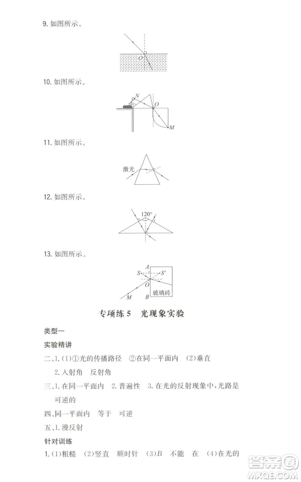 湖南教育出版社2022一本同步訓(xùn)練八年級上冊物理人教版參考答案