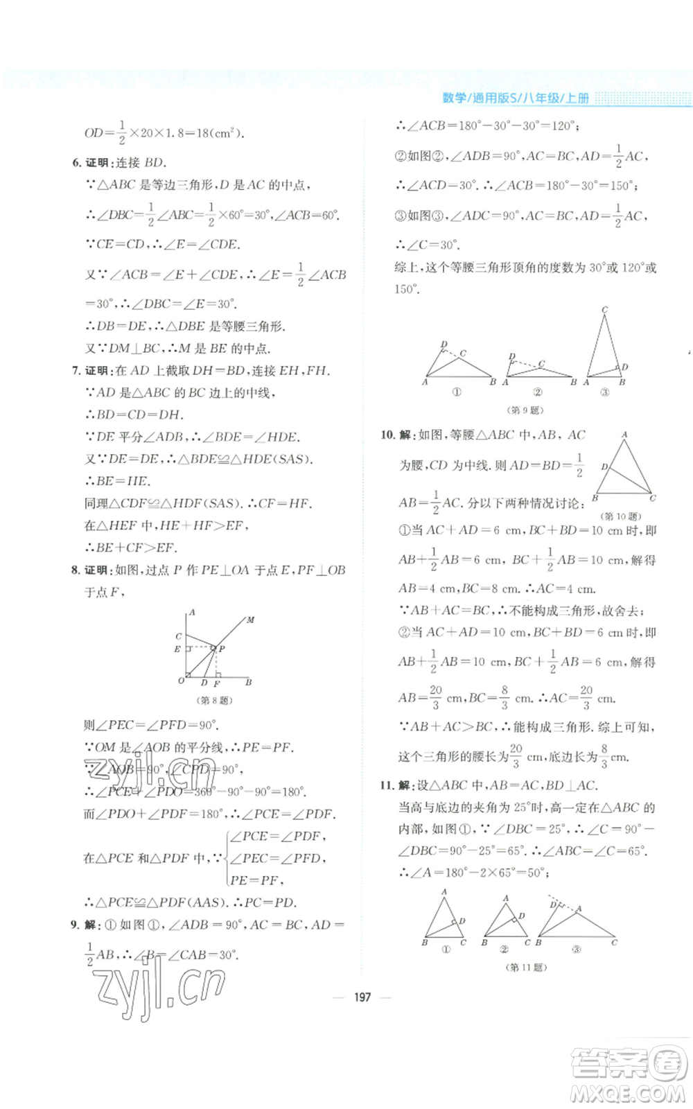 安徽教育出版社2022新編基礎(chǔ)訓(xùn)練八年級(jí)上冊(cè)數(shù)學(xué)通用版S參考答案