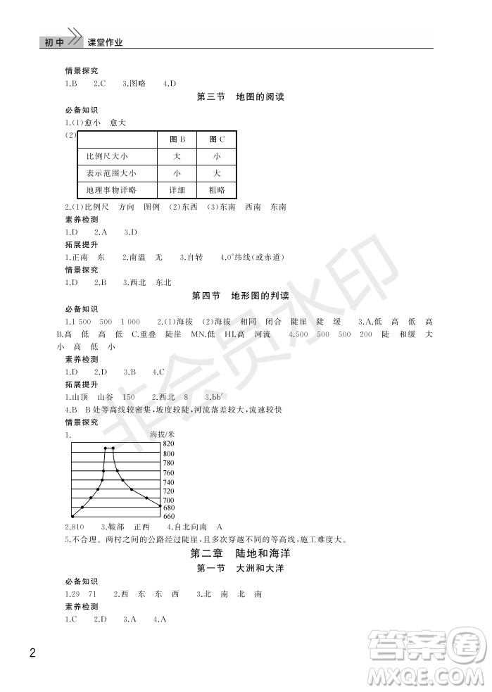 武漢出版社2022智慧學(xué)習(xí)天天向上課堂作業(yè)七年級(jí)地理上冊(cè)人教版答案