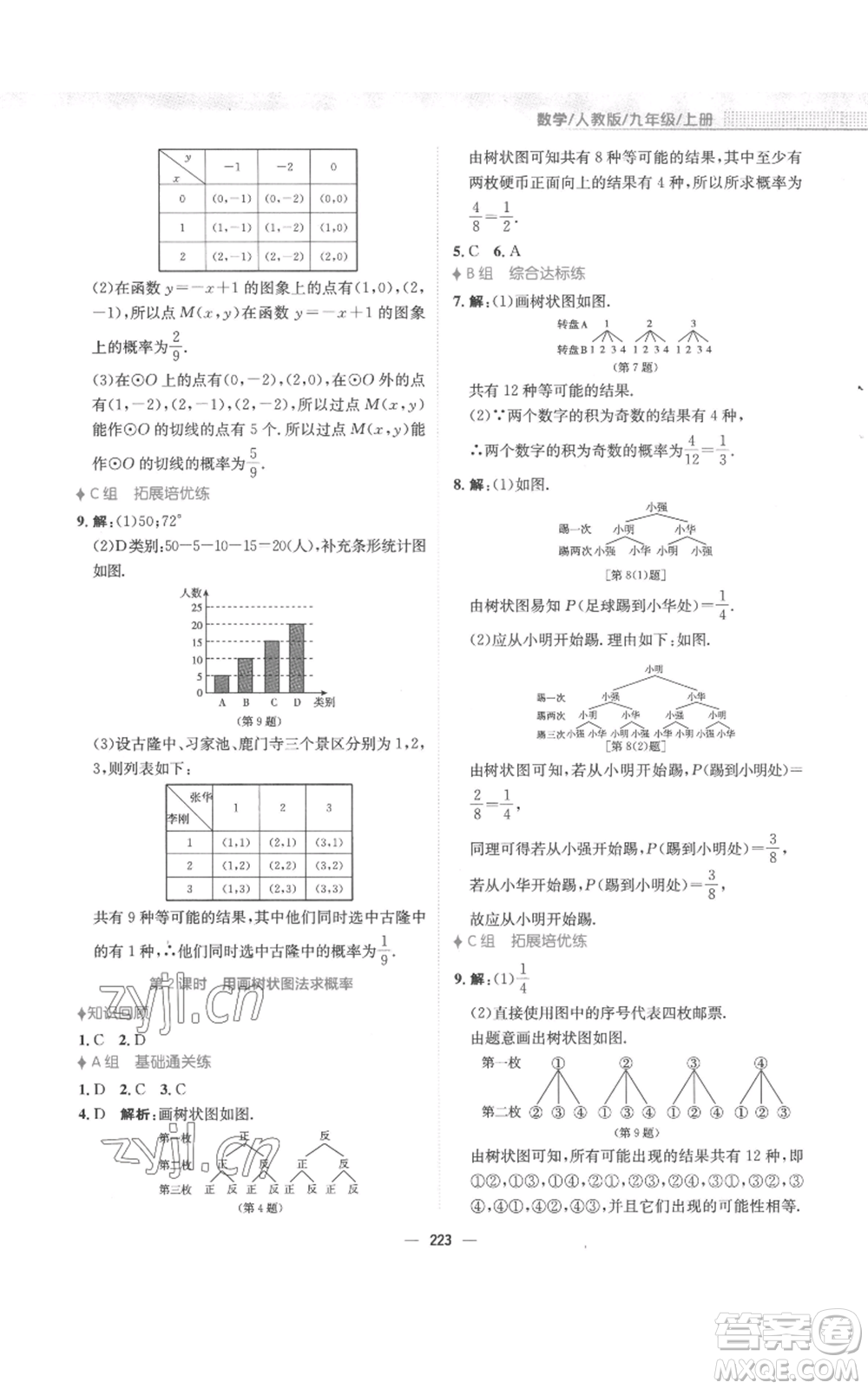 安徽教育出版社2022新編基礎(chǔ)訓(xùn)練九年級(jí)上冊(cè)數(shù)學(xué)人教版參考答案