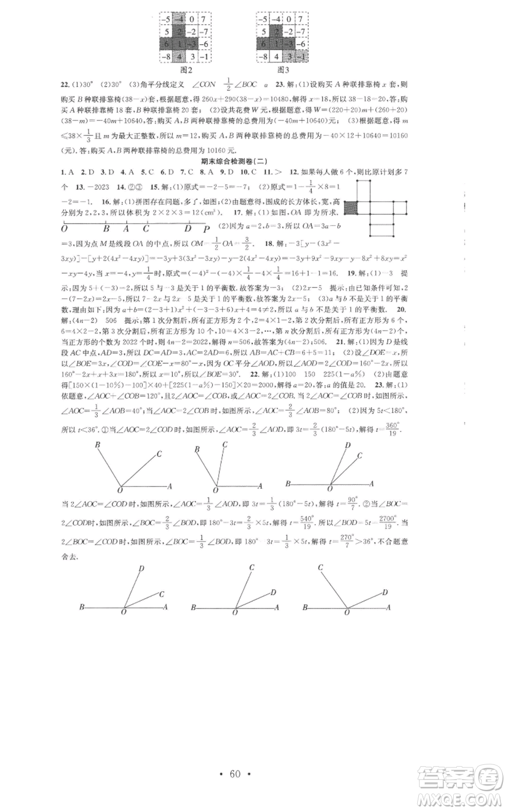 合肥工業(yè)大學(xué)出版社2022七天學(xué)案學(xué)練考七年級數(shù)學(xué)上冊人教版參考答案