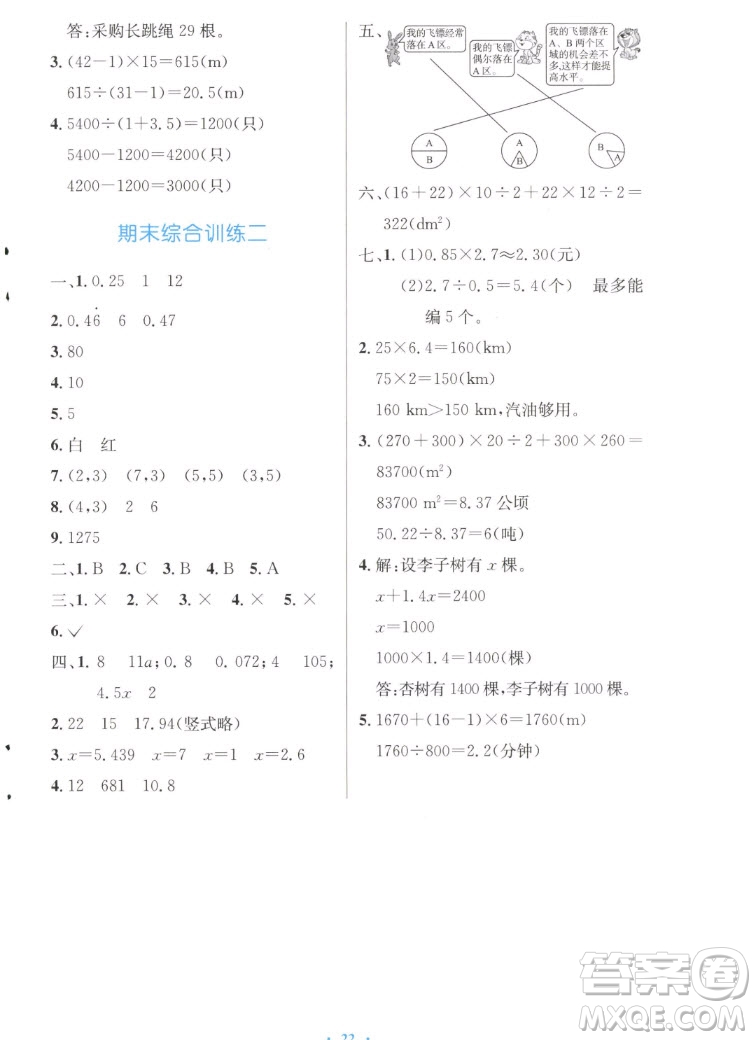 人民教育出版社2022秋小學(xué)同步測控優(yōu)化設(shè)計數(shù)學(xué)五年級上冊增強版答案