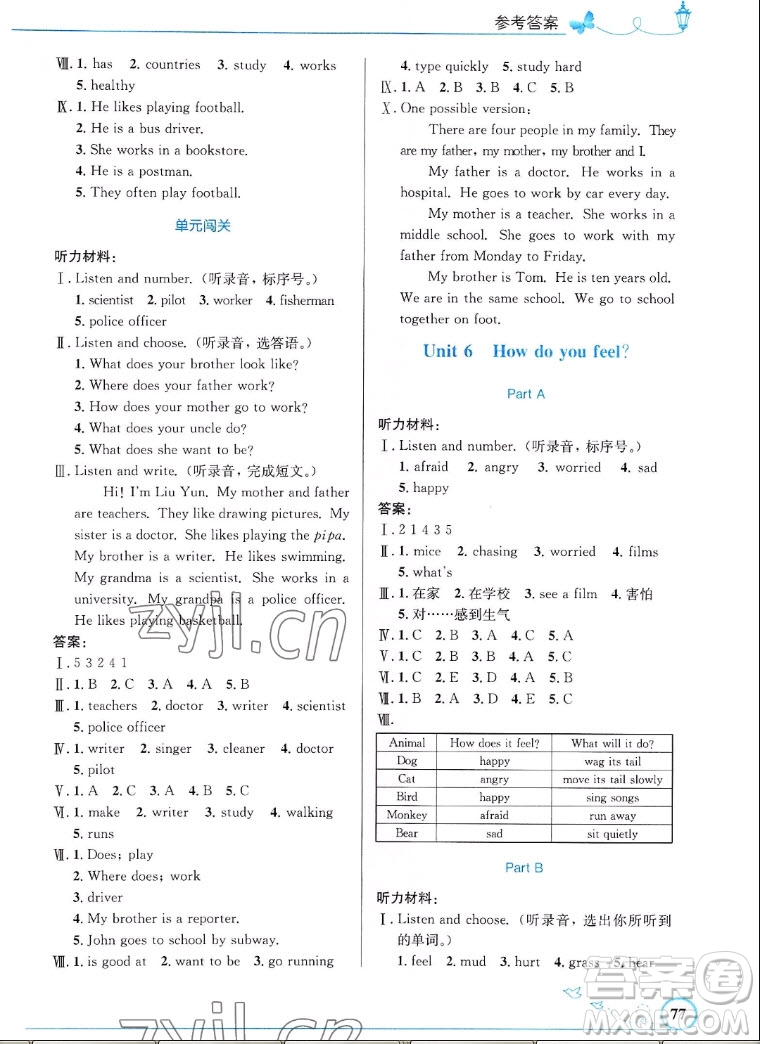 人民教育出版社2022秋小學(xué)同步測控優(yōu)化設(shè)計(jì)英語六年級上冊福建版答案