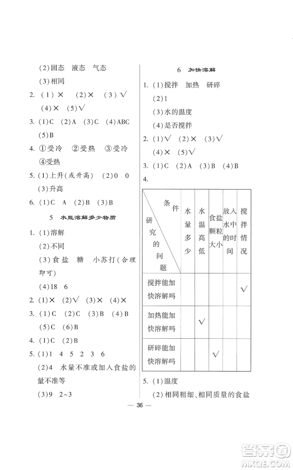 寧夏人民教育出版社2022經(jīng)綸學典學霸棒棒堂同步提優(yōu)三年級上冊科學教科版參考答案