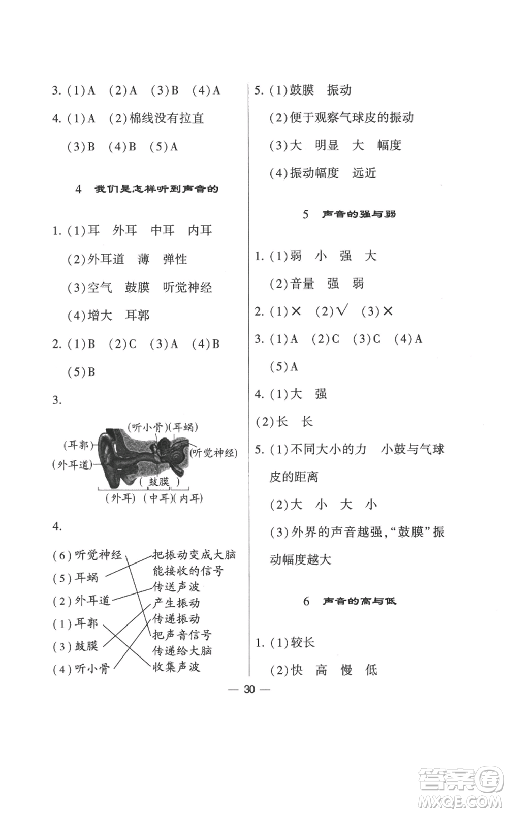 寧夏人民教育出版社2022經(jīng)綸學(xué)典學(xué)霸棒棒堂同步提優(yōu)四年級(jí)上冊(cè)科學(xué)教科版參考答案