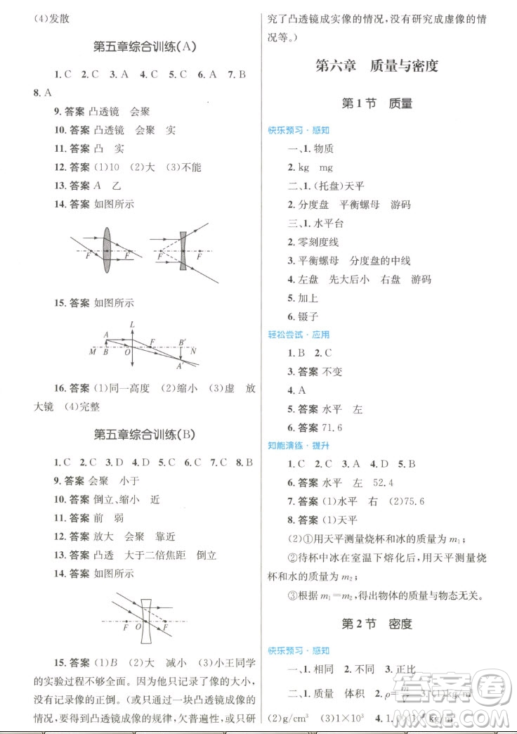 人民教育出版社2022秋初中同步測控優(yōu)化設(shè)計物理八年級上冊人教版答案