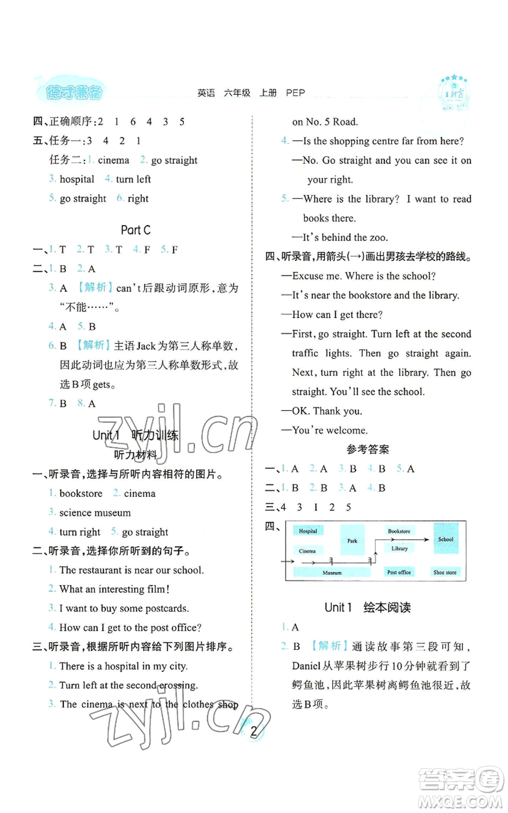 江西人民出版社2022王朝霞德才兼?zhèn)渥鳂I(yè)創(chuàng)新設(shè)計(jì)六年級(jí)上冊(cè)英語人教版參考答案