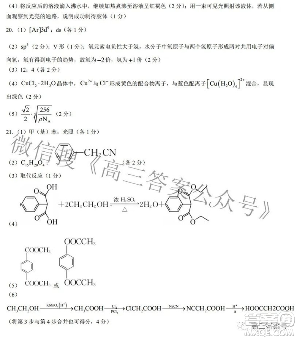 2023屆陜西省九師聯(lián)盟高三9月聯(lián)考化學試題及答案