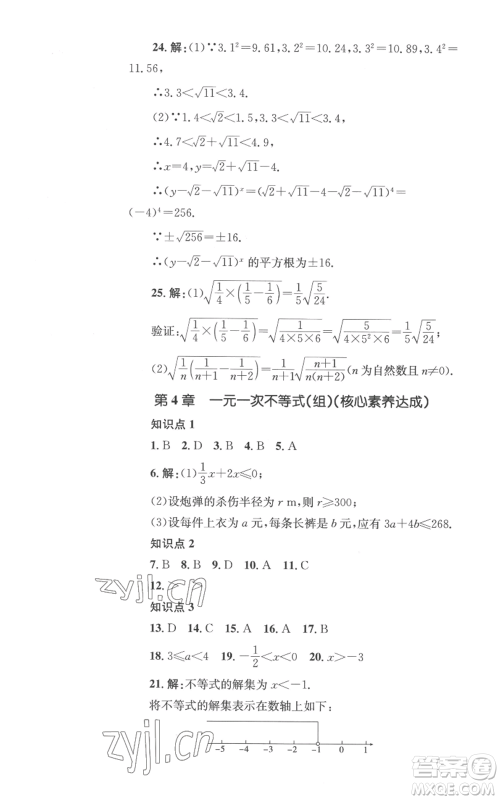 湖南教育出版社2022學(xué)科素養(yǎng)與能力提升八年級上冊數(shù)學(xué)湘教版參考答案